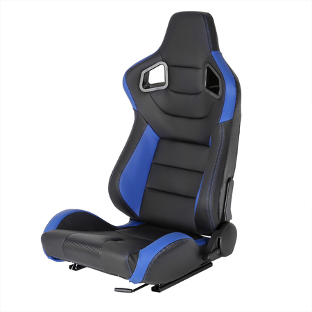 SPEC-D TUNING Racing Seat - Black With Blue Pvc - Left Side RS-2854L